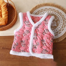 포근포근 꽃자수 키즈 방한 조끼