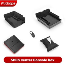 Futhope 업데이트 플록 실리콘 5PCS 팔걸이 상자 보관함 플록 센터 콘솔 컵 홀더 테슬라 모델 3/Y 2021-202