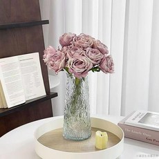 桃園出貨 創意玻璃花瓶ins風高顏值透明水養插花百合玫瑰富貴竹餐桌小擺件, 透明水波紋花瓶一隻