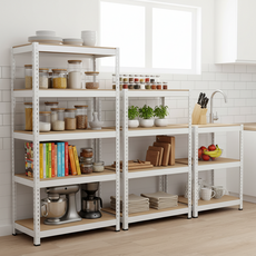 소프트엣지 무볼트 철제 조립식 앵글 선반, 3단, 화이트