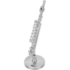 PRETYZOOM 미니어처 플루트 모형 스탠드와 케이스가 포함된 작은 악기 인형의 집 장식용 사실적인 은색 음악 애호가와 수집가를 제품 . 2125717, PRETYZOOM 미니어처 플루트 모형 스탠드와 케이스