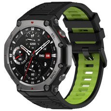 适用华米跃我AmazfitT-REX3表带硅胶双色腕带华米T-REX3运动表带, 1個, 适用华米跃我AmazfitT-REX3,黑绿【双色硅胶表带】不含手表