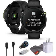 Garmin가민 포러너 255 뮤직 GPS 러닝 스마트워치 고급 인사이트 오래가는 배터리 46MM 남녀 피트니스 블랙 번들, 1개