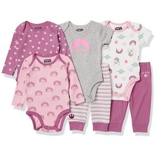 Amazon Essentials 디즈니 | 마블 스타워즈 유니 아기 6피스 의상 세트 6개 팩 미니 레인보우 체이서 18개월 164058, Preemie, 스타워즈 타이니 반란군