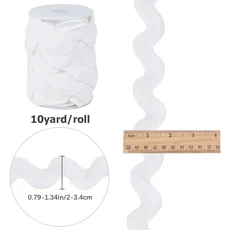 화이트 웨이브 벤딩 프린지 트림 직조 RIC Rac 리본 지그재그 DIY 바느질 공예 원피스 의상 파티, White, 01 AECH04-1174