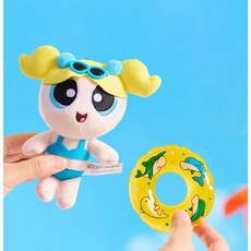 飛天小女警 Powerpuff Girls 泳圈造型玩偶 可愛柔軟娃娃, 夏日泳裝泡泡, 1個