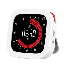 신제품 제이팀 타이머 구글 뽀모도로 공부 제빵 주방 무소음 타임타이머 T3, 화이트, 1개