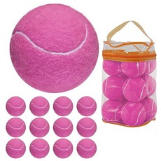 GKK 내구성 있는 가압 테니스 공 - 12팩 옐로우 펠트 트레이닝 볼 초보자 및 강아지용 하이 바운스 134701, 분홍색 테니스 공