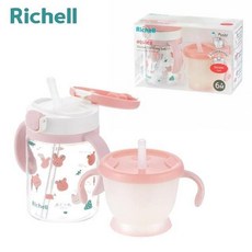 Richell Aqulea AQ第五代學習水杯組合 粉兔森林, 1個