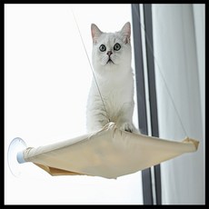 더가몽 유리창 부착형 반려묘 침대 고양이해먹침대, 카키
