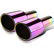 SpecD 튜닝 2.5인치 인렛 4.125인치 슬랜트 티타늄 더블 번트 팁 스테인리스 스틸 배기 머플러