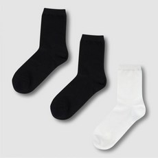 [JAJU] 자주 여 코튼 플레인 중목 양말 3족 2종택1