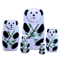 마트료시카 러시아 전통 인형 중첩 엔틱 소품 장식품, 5겹 팬더 (11cm)