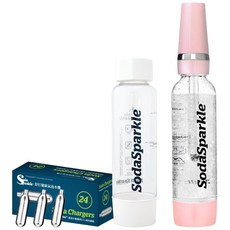 SodaSparkle 隨行氣泡水機，輕巧便攜，可打果汁、咖啡、茶和酒飲，贈24入鋼瓶 1L氣泡瓶, 珍珠粉, SS-MS-1L-WH/SS-MS-1L-PBL/SS-MS-1L-PPK