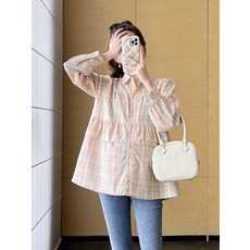 셔츠 루즈핏 스위트 체크 봄가을 수유부