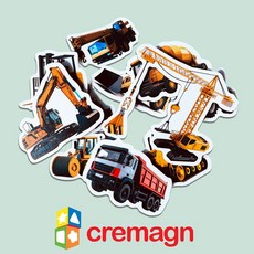 크레망 국산 실사 그림 자석 퍼즐 놀이 - 중장비, 그림자석_중장비