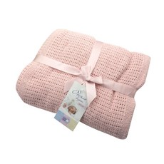 JoyBaby 洞洞毯 包巾 嬰兒被 針織透氣蓋毯，寶寶四季透氣舒適首選, 水粉
