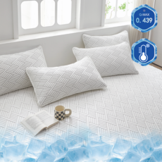 KURUA 100% 쿨잠 쿨매트 여름 냉감 패드 쿨링 냉패드 여름 침대 매트리스 카페트, 화이트