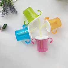 아가프라 빨대컵, 180ml, 4개, 핑크 + 오렌지 + 블루 + 그린