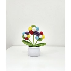 손뜨개 뜨개꽃 화분 코바늘 꽃장식, 1개, 데이지 3구 컬러