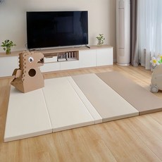 寶寶地墊 折疊地墊 XPE爬行墊 4cm加厚PU材質, 灰白色經典4折疊環保材質,107x147*4cm厚 環保無異味