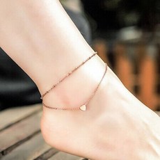 영블리 YJF005 [여름특가] [써지컬스틸] 하트 두줄 체인 발찌 18K 도금