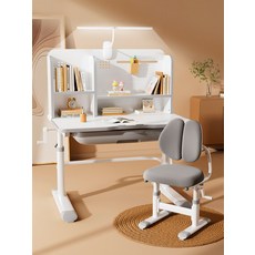 학습책상 학습실 의자 초중고 책상과 학원책상 공유 숙제 일대일 리프팅 파티션 침실 쓰기 스펀지쿠션 코너, SE1 핑크 수동높이+20cm책장