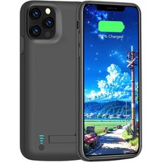 아이폰 12 프로용 새 배터리 케이스 5000mAh 재충전 가능 확장 충전기 100 추가 용량 6.1인치 검정, 아이폰 12 프로용 새 배터리 케이스 5000mAh 재