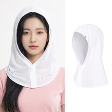 비티알 공용 여름 매쉬 냉감 스냅단추 자외선차단 골프 냉감 후드 BSC404FA3U, WHITE, FREE