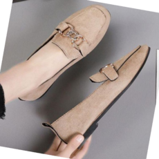 오피스룩 여성 2컬러 스웨이드 데일리 페미닌 골드체인 로퍼