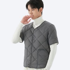바르가 남녀공용 퀼팅 반팔 누빔 베스트 겨울 따뜻한 레이어드 기모 조끼