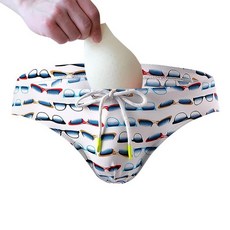 남성용 수영 브리프 포치 벌지 인핸싱 수영복 컨버 컵 파우치 포함 남성 비키니 패딩 섹시 속옷 인핸서 남성용 안경 테마 + 스폰지 커버