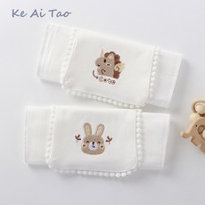 Ke Ai Tao 嬰兒吸汗巾 兒童隔汗巾 全棉透氣棉紗, M碼—獨角馬+胖兔, 1個