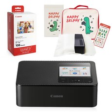 캐논 셀피 CP1500 + 인화지 108매 + 잉크 + 가젠파우치(포켓형) + 조구만 패키지, 블랙 블랙