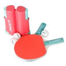 스타스포츠 휴대용(조절형) 탁구세트 체육교육 탁구네트 네트1개+라켓2개+공3개 세트, 레드