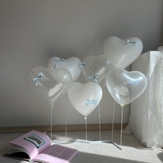 현재의태도 하트풍선 발레코어 리본 스탠드 세트, 1세트, 5. 클리어스카이블루