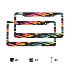 러브 핑크 도그 하트 패턴 프린트 번호판 프레임 알루미늄 차량, 7. MULTI-5, 1개