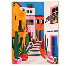 luntim DIY 명화그리기 유화 그림 그리기 선물 아크릴화 30x40 밝은 색 힐링 풍경화, 컬러마을, 1개 컬러마을, 1개