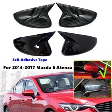 마쯔다 아텐자 사이드 미러 커버 윙 캡 외부 도어 리어뷰 트림 자동차 장식, 1개, 1. Gloss Black