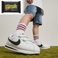 나이키 초등학생 운동화 코르테즈 벨크로 흰검 주니어 키즈 정품 찍찍이 패션화 신발클리너