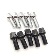 메르세데스 폭스바겐 골프 제타 파사트 티구안 스톡 휠용 5PC 14X1 5 볼 시트 러그 볼트 28/35/40/45/50/55/60/65MM 생크, M14x1.5 Chrome 5PCS, 28mm Thread Shank
