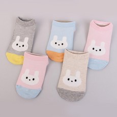 [보그보] 국내생산 착용편한 토끼 고급면사 5세이상 발목 양말 5족 K2340 어린이집양말 어린이양말데일리삭스