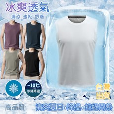 夏季新款大碼冰絲無袖背心男 - 速乾涼感運動透氣坎肩
