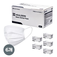 유한킴벌리 베이직 덴탈마스크 화이트 대형 일회용 마스크 50매입 6개 300매, 50매