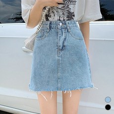 릴리제인 하이웨이스트 깔끔한 데님 미니스커트