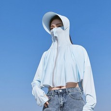 DIU 冰絲防曬衣女新款夏季防紫外線防曬服薄防曬衫大帽檐防曬衣女, 均碼80-130斤