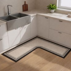 아노리빙 주방매트 L자형 빨아쓰는 규조토 주방발매트 미끄럼방지 방수매트, 시그니처블랙, 1개