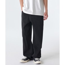 무신사 스탠다드 린넨 라이크 와이드 데님 팬츠 워시드 블랙 497730