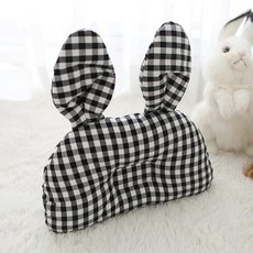 신생아 토끼디자인 짱구베개 체크4종 아기 두상 베개, 1개