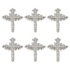 6개 큐빅 십자수 패치 의류 부자재 봉제 공예 장식 흰색 80x65x7mm, 하얀색